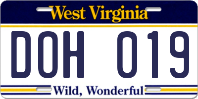 WV license plate DOH019
