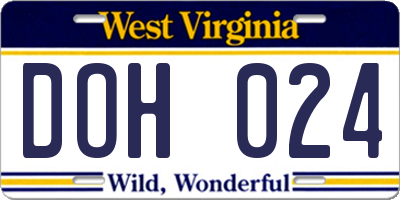 WV license plate DOH024