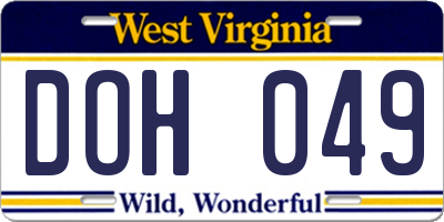 WV license plate DOH049
