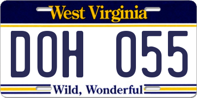 WV license plate DOH055