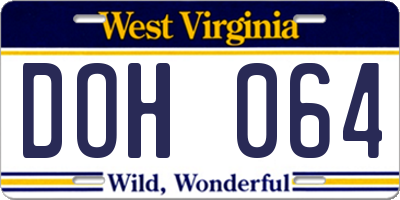 WV license plate DOH064
