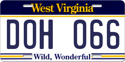 WV license plate DOH066