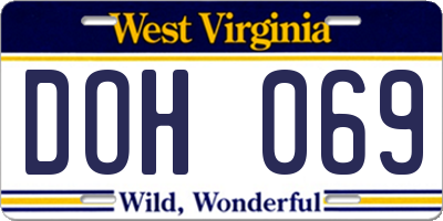 WV license plate DOH069