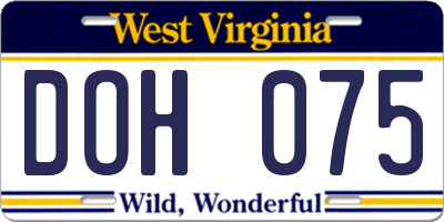 WV license plate DOH075