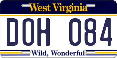 WV license plate DOH084