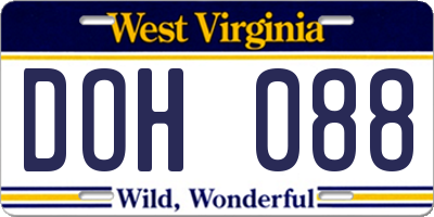 WV license plate DOH088