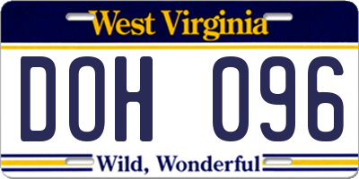 WV license plate DOH096