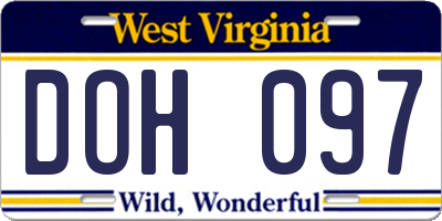 WV license plate DOH097
