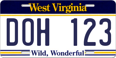 WV license plate DOH123