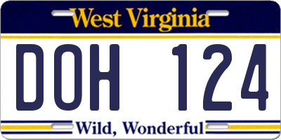 WV license plate DOH124