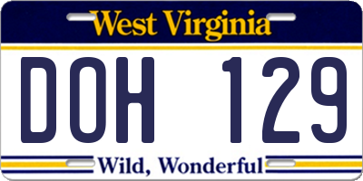 WV license plate DOH129