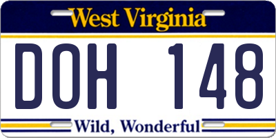 WV license plate DOH148