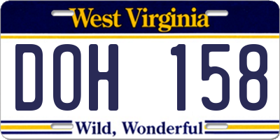 WV license plate DOH158