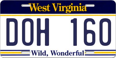 WV license plate DOH160