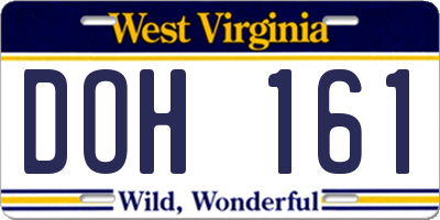 WV license plate DOH161