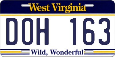 WV license plate DOH163