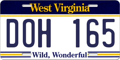 WV license plate DOH165