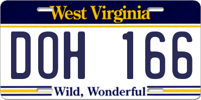 WV license plate DOH166