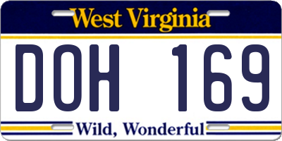 WV license plate DOH169