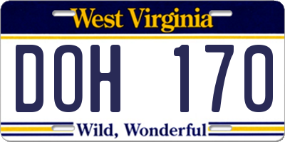 WV license plate DOH170