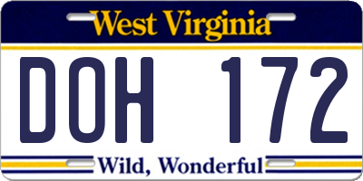 WV license plate DOH172