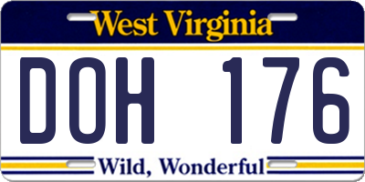 WV license plate DOH176