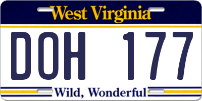 WV license plate DOH177