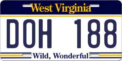 WV license plate DOH188