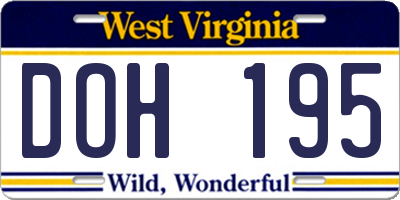 WV license plate DOH195
