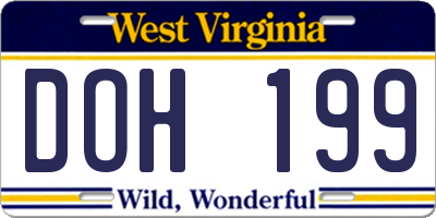 WV license plate DOH199