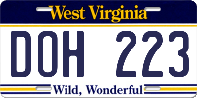 WV license plate DOH223