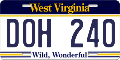WV license plate DOH240