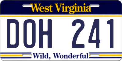 WV license plate DOH241