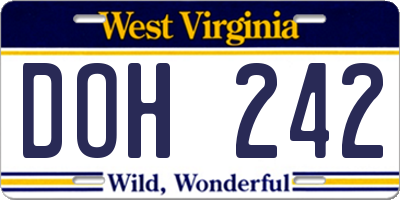 WV license plate DOH242