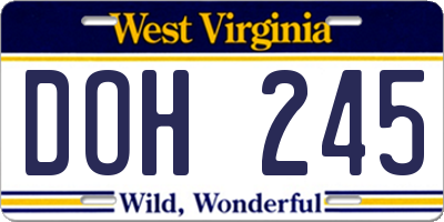 WV license plate DOH245
