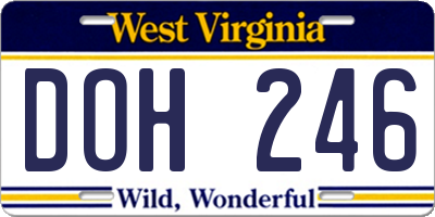 WV license plate DOH246