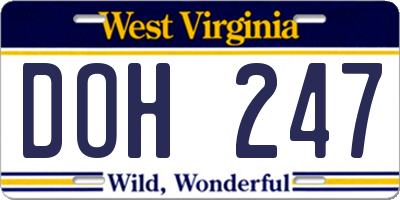 WV license plate DOH247