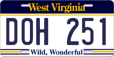 WV license plate DOH251