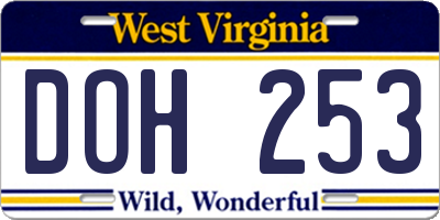 WV license plate DOH253