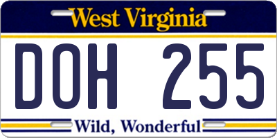 WV license plate DOH255