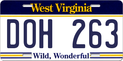 WV license plate DOH263