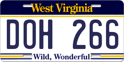 WV license plate DOH266