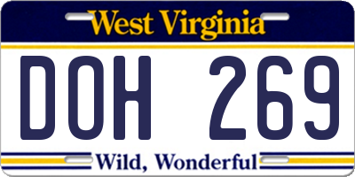 WV license plate DOH269