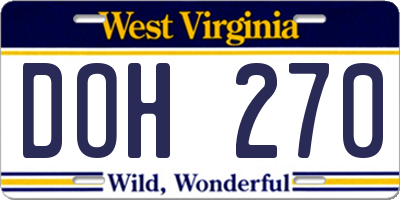 WV license plate DOH270
