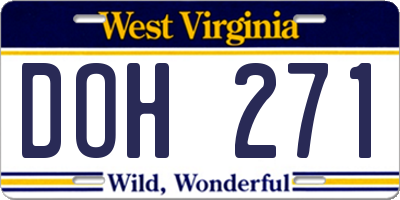 WV license plate DOH271