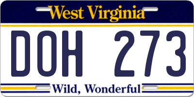 WV license plate DOH273