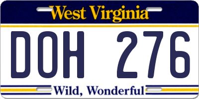 WV license plate DOH276
