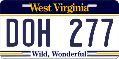 WV license plate DOH277
