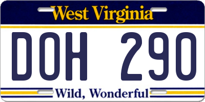 WV license plate DOH290