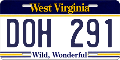 WV license plate DOH291